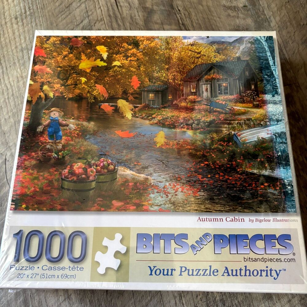Bits and Pieces Autumn Cabin 1000 Piece Jigsaw Puzzle Bigelow Illustrations Seal